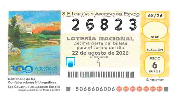 Décimo 26823 del sorteo 68-22/08/2026 Sábado