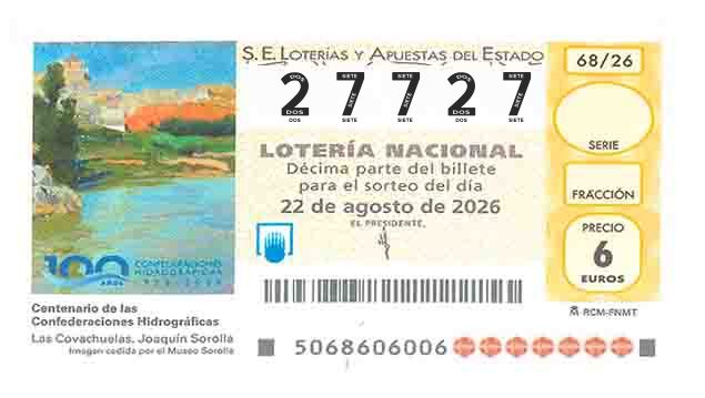 Décimo 27727 del sorteo 68-22/08/2026 Sábado