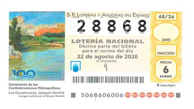 Décimo 28868 del sorteo 68-22/08/2026 Sábado