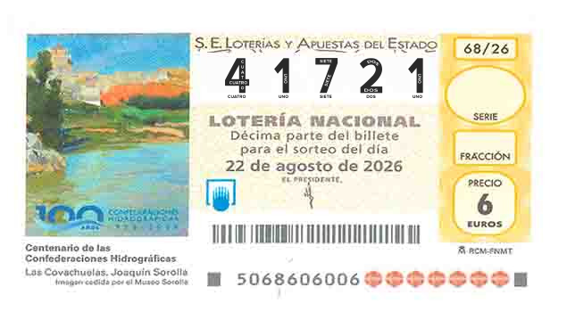 Décimo 41721 del sorteo 68-22/08/2026 Sábado