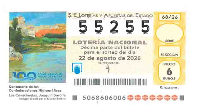 Décimo 55255 del sorteo 68-22/08/2026 Sábado