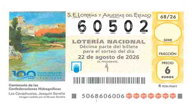 Décimo 60502 del sorteo 68-22/08/2026 Sábado