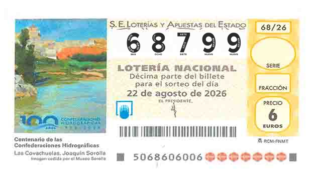 Décimo 68799 del sorteo 68-22/08/2026 Sábado