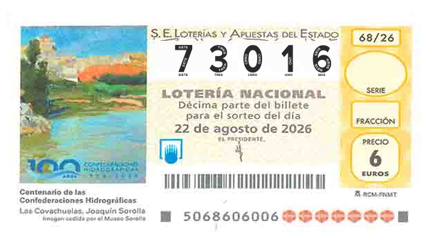 Décimo 73016 del sorteo 68-22/08/2026 Sábado