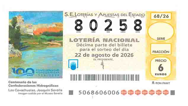 Décimo 80258 del sorteo 68-22/08/2026 Sábado