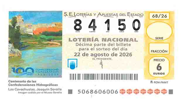 Décimo 84150 del sorteo 68-22/08/2026 Sábado