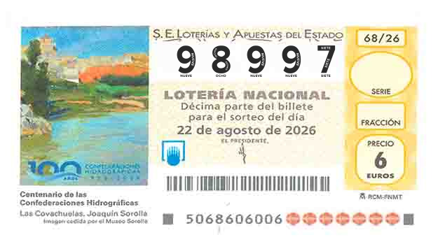 Décimo 98997 del sorteo 68-22/08/2026 Sábado