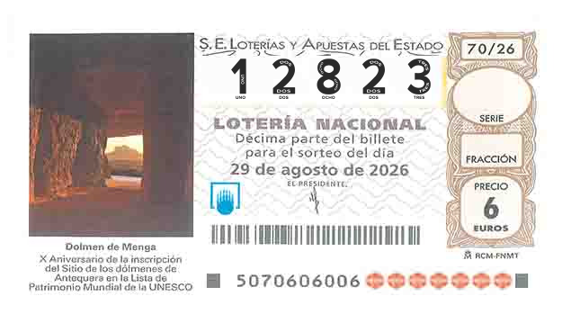 Décimo 12823 del sorteo 70-29/08/2026 Sábado