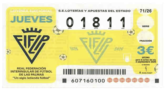 Décimo 01811 del sorteo 71-03/09/2026 Jueves