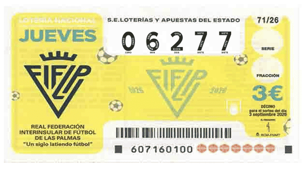 Décimo 06277 del sorteo 71-03/09/2026 Jueves