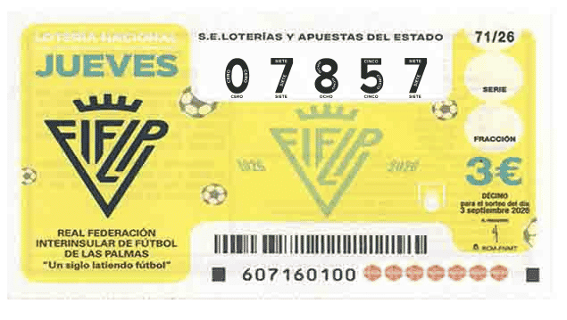 Décimo 07857 del sorteo 71-03/09/2026 Jueves