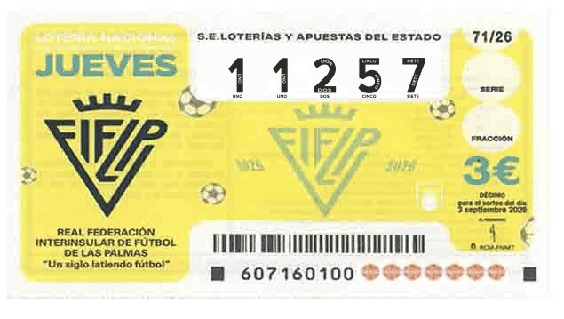Décimo 11257 del sorteo 71-03/09/2026 Jueves