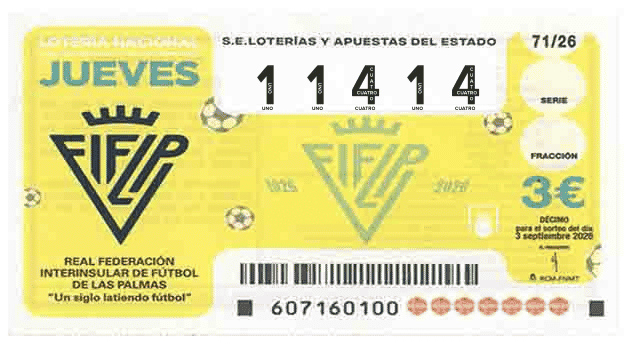 Décimo 11414 del sorteo 71-03/09/2026 Jueves