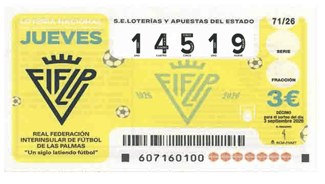 Décimo 14519 del sorteo 71-03/09/2026 Jueves