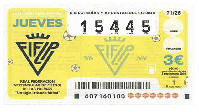 Décimo 15445 del sorteo 71-03/09/2026 Jueves