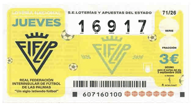 Décimo 16917 del sorteo 71-03/09/2026 Jueves