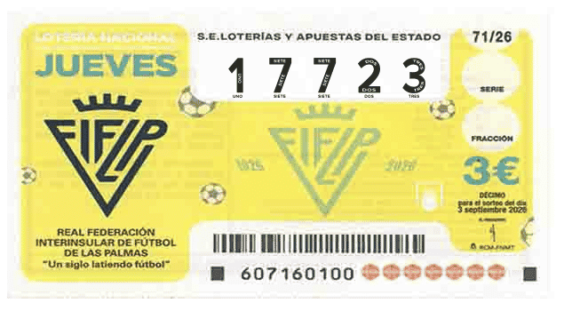 Décimo 17723 del sorteo 71-03/09/2026 Jueves