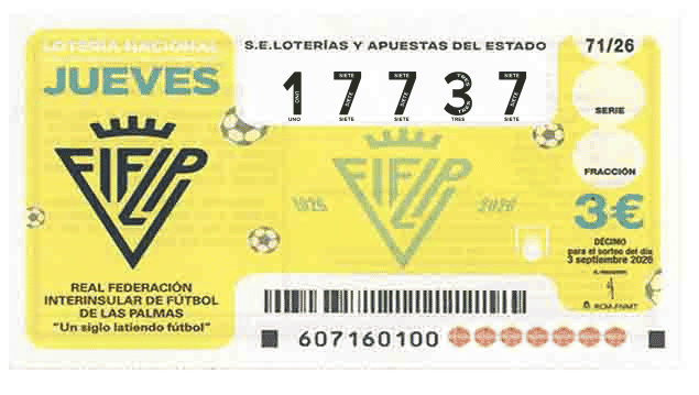 Décimo 17737 del sorteo 71-03/09/2026 Jueves