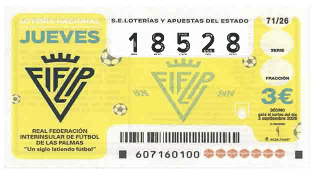 Décimo 18528 del sorteo 71-03/09/2026 Jueves