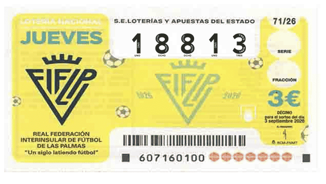 Décimo 18813 del sorteo 71-03/09/2026 Jueves