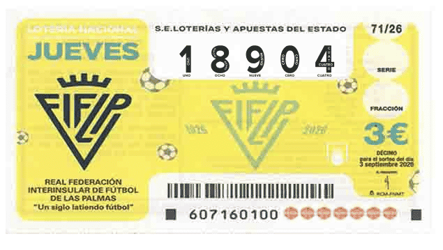 Décimo 18904 del sorteo 71-03/09/2026 Jueves