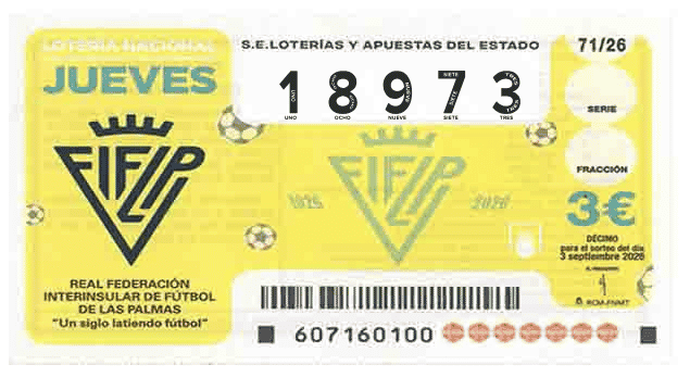 Décimo 18973 del sorteo 71-03/09/2026 Jueves