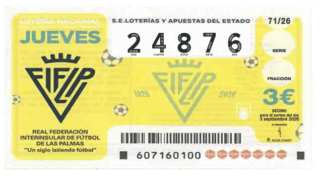 Décimo 24876 del sorteo 71-03/09/2026 Jueves