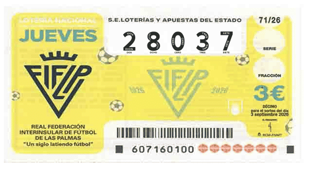 Décimo 28037 del sorteo 71-03/09/2026 Jueves