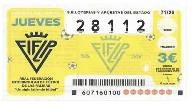 Décimo 28112 del sorteo 71-03/09/2026 Jueves