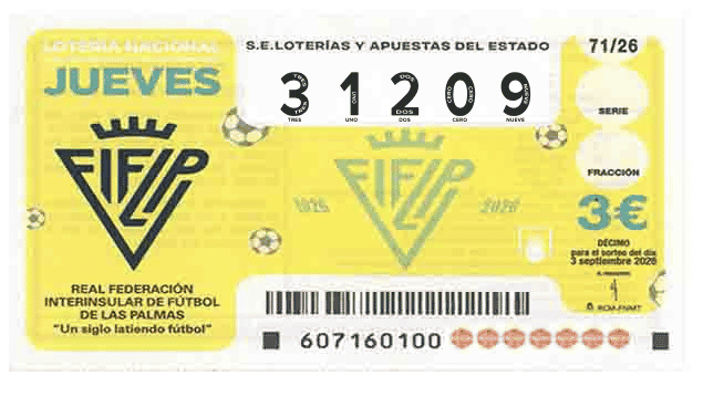 Décimo 31209 del sorteo 71-03/09/2026 Jueves