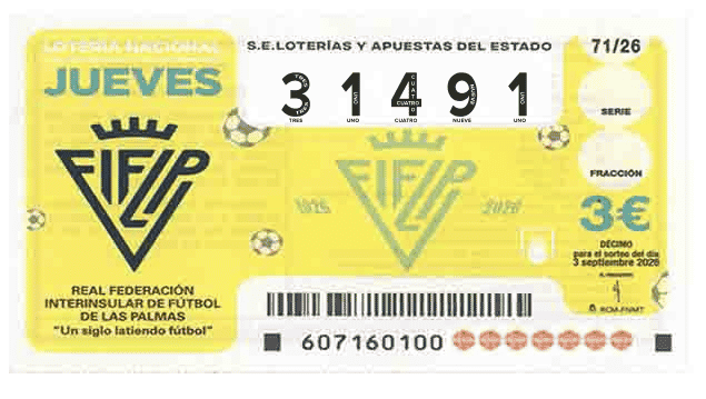Décimo 31491 del sorteo 71-03/09/2026 Jueves