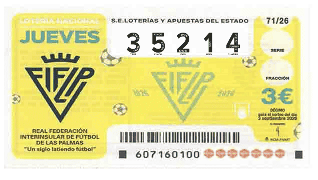 Décimo 35214 del sorteo 71-03/09/2026 Jueves
