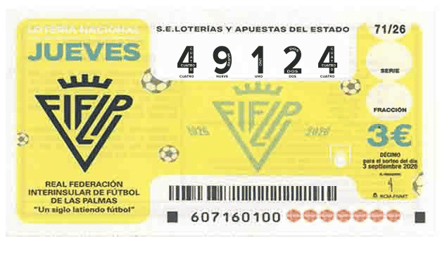 Décimo 49124 del sorteo 71-03/09/2026 Jueves