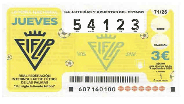 Décimo 54123 del sorteo 71-03/09/2026 Jueves
