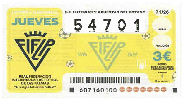 Décimo 54701 del sorteo 71-03/09/2026 Jueves