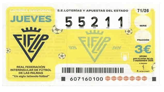 Décimo 55211 del sorteo 71-03/09/2026 Jueves