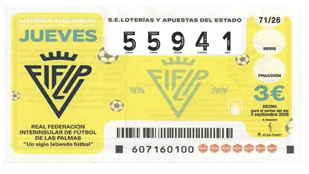 Décimo 55941 del sorteo 71-03/09/2026 Jueves