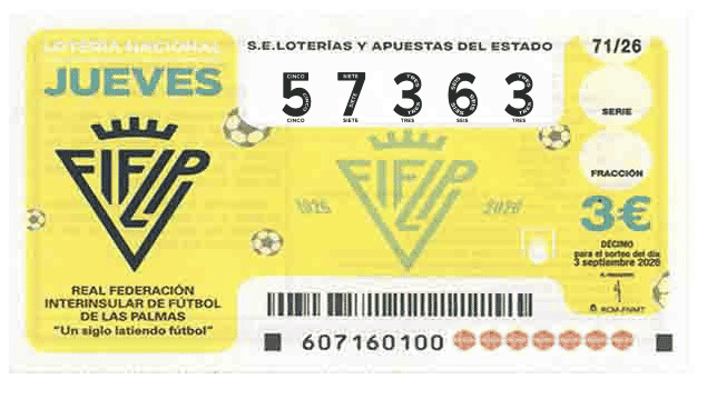 Décimo 57363 del sorteo 71-03/09/2026 Jueves