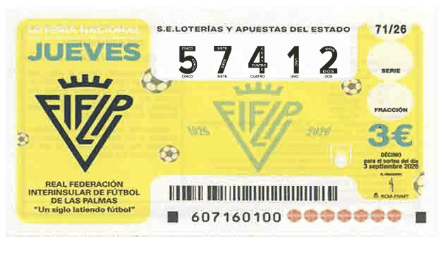 Décimo 57412 del sorteo 71-03/09/2026 Jueves
