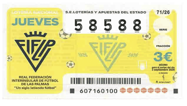 Décimo 58588 del sorteo 71-03/09/2026 Jueves