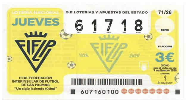 Décimo 61718 del sorteo 71-03/09/2026 Jueves