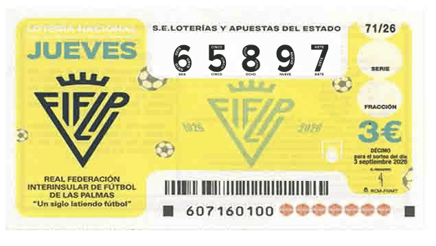 Décimo 65897 del sorteo 71-03/09/2026 Jueves