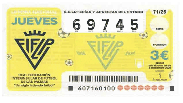 Décimo 69745 del sorteo 71-03/09/2026 Jueves