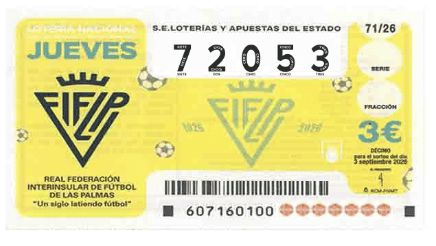 Décimo 72053 del sorteo 71-03/09/2026 Jueves