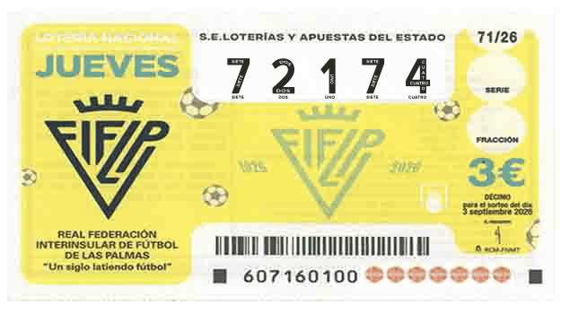 Décimo 72174 del sorteo 71-03/09/2026 Jueves