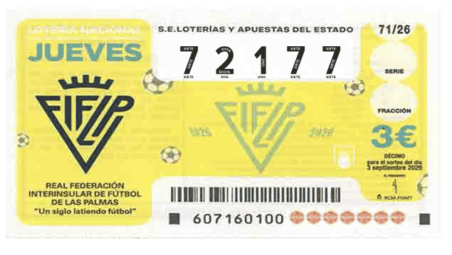 Décimo 72177 del sorteo 71-03/09/2026 Jueves