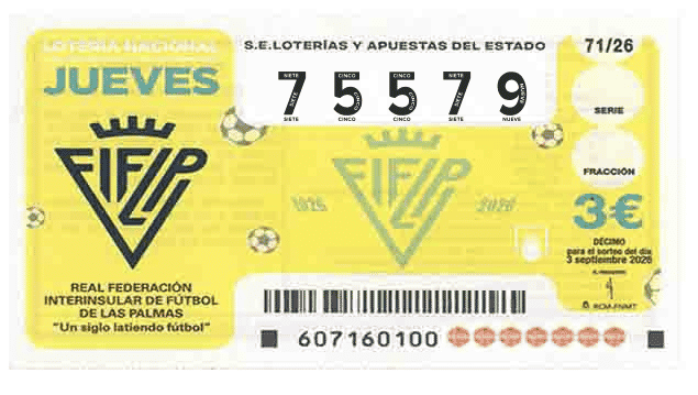 Décimo 75579 del sorteo 71-03/09/2026 Jueves