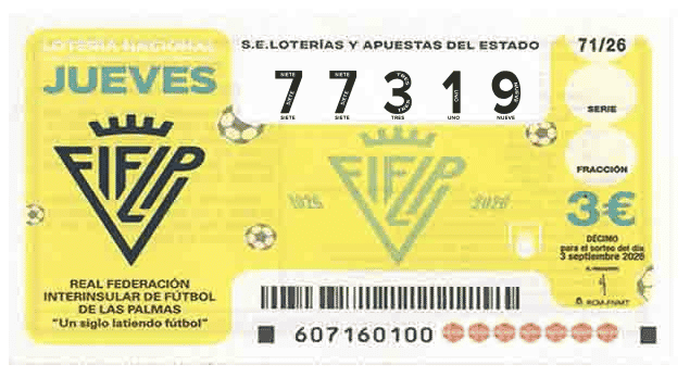 Décimo 77319 del sorteo 71-03/09/2026 Jueves