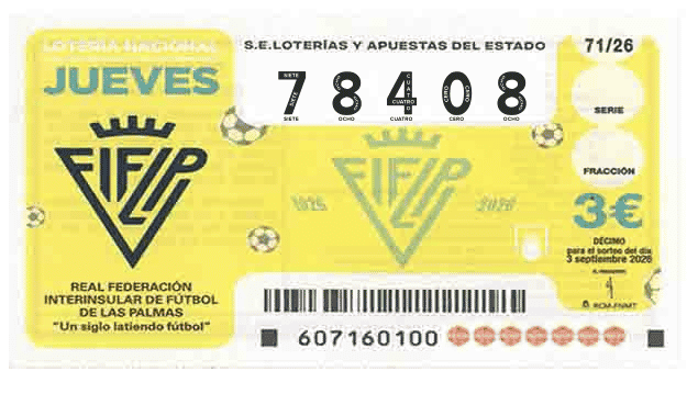 Décimo 78408 del sorteo 71-03/09/2026 Jueves