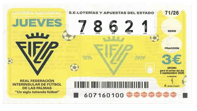 Décimo 78621 del sorteo 71-03/09/2026 Jueves